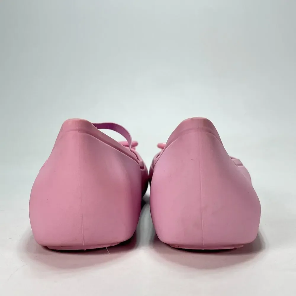 Crocs Pink Bow Flat Mary Jane Shoes Flats Slip On Youth Size 6 Women’s 8